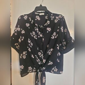 Sienna Sky Black Floral Button Down Shirt